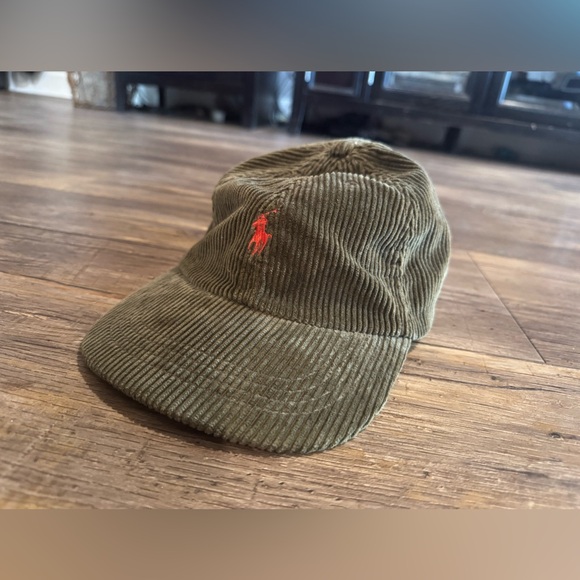 Vintage Polo Ralph Lauren Brown Corduroy Baseball Hat Cap Adjustable - Picture 1 of 4